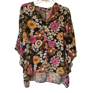 Emily Wonder Floral Print Poncho-Style Top Size Snall